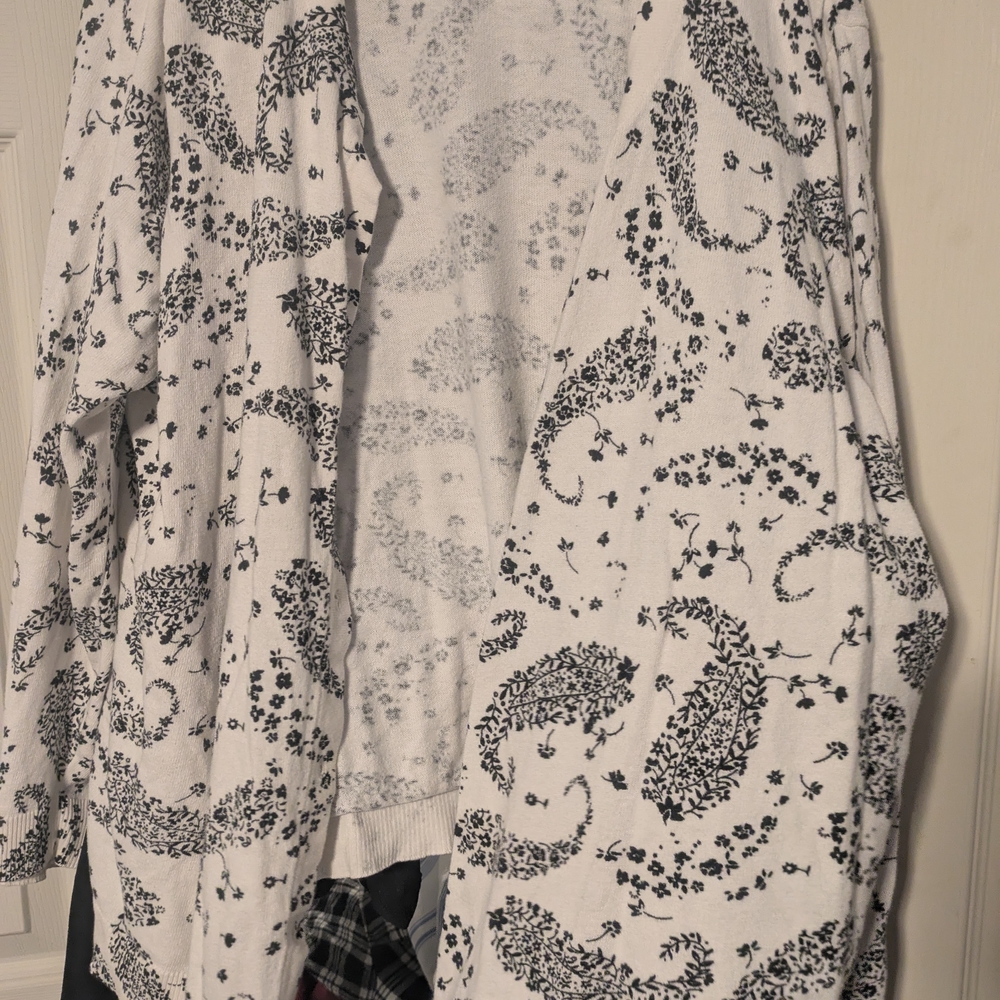 Basic Editions Black and White Cardigan Sweater